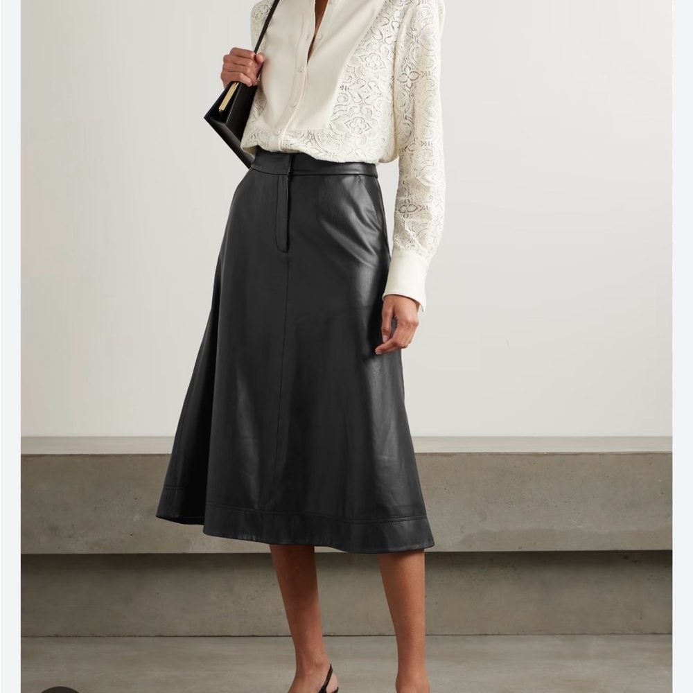 Veronica Beard A-Line Black Faux Leather Skirt